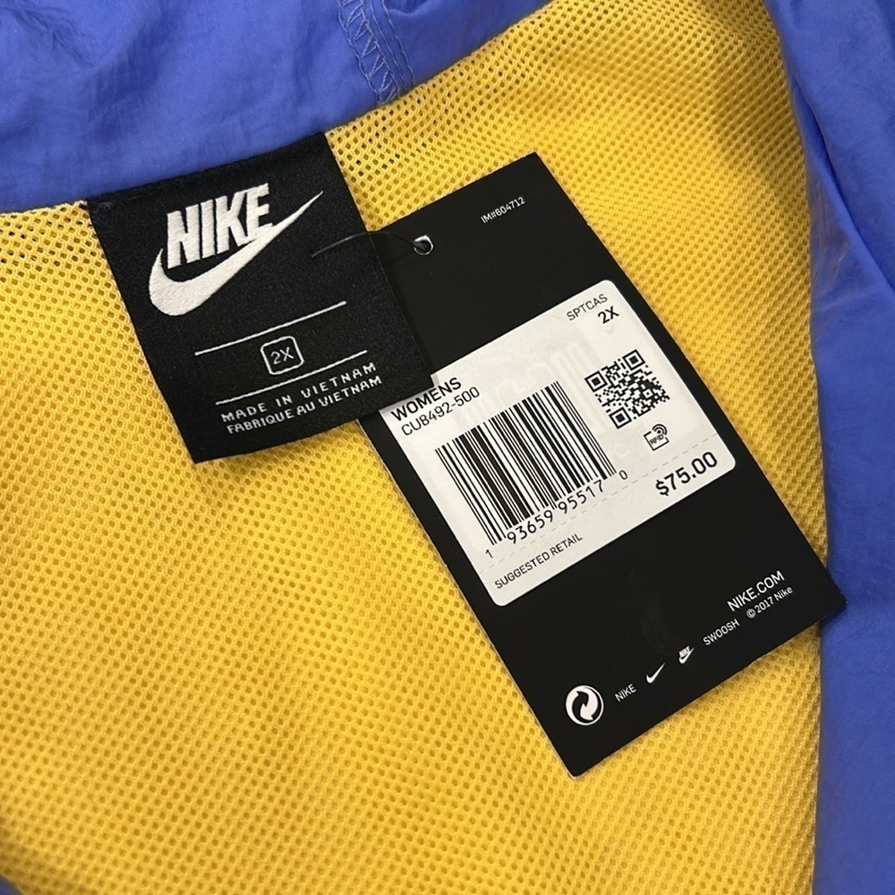 90’s Y2K Nike Full Zip Windbreaker Blue Yellow Pink Jacket Womens Size 2X - Picture 2 of 16